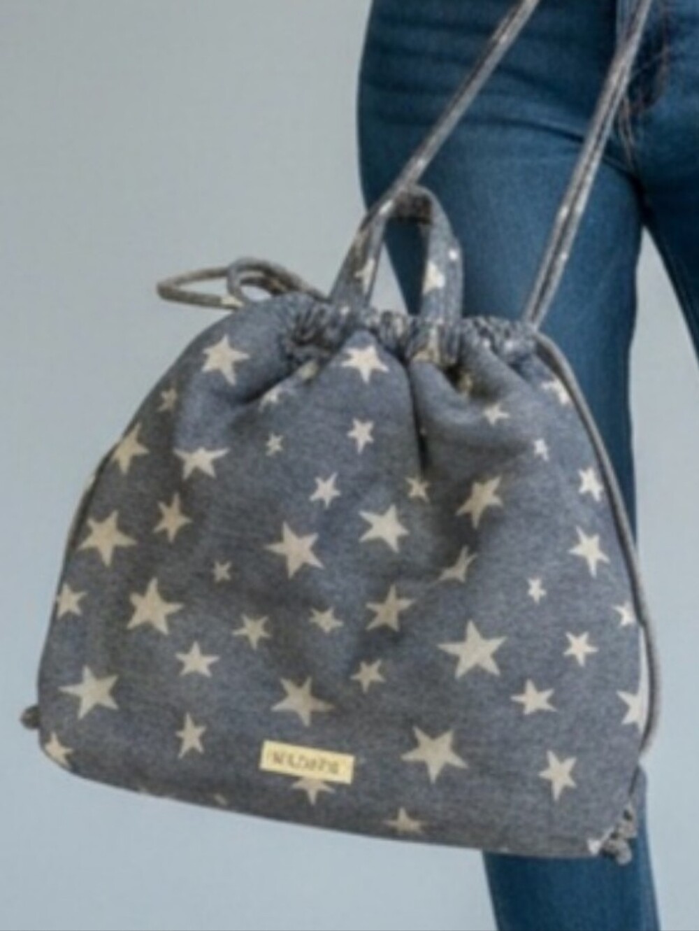 Wildfox Gray Star Drawstring Tote